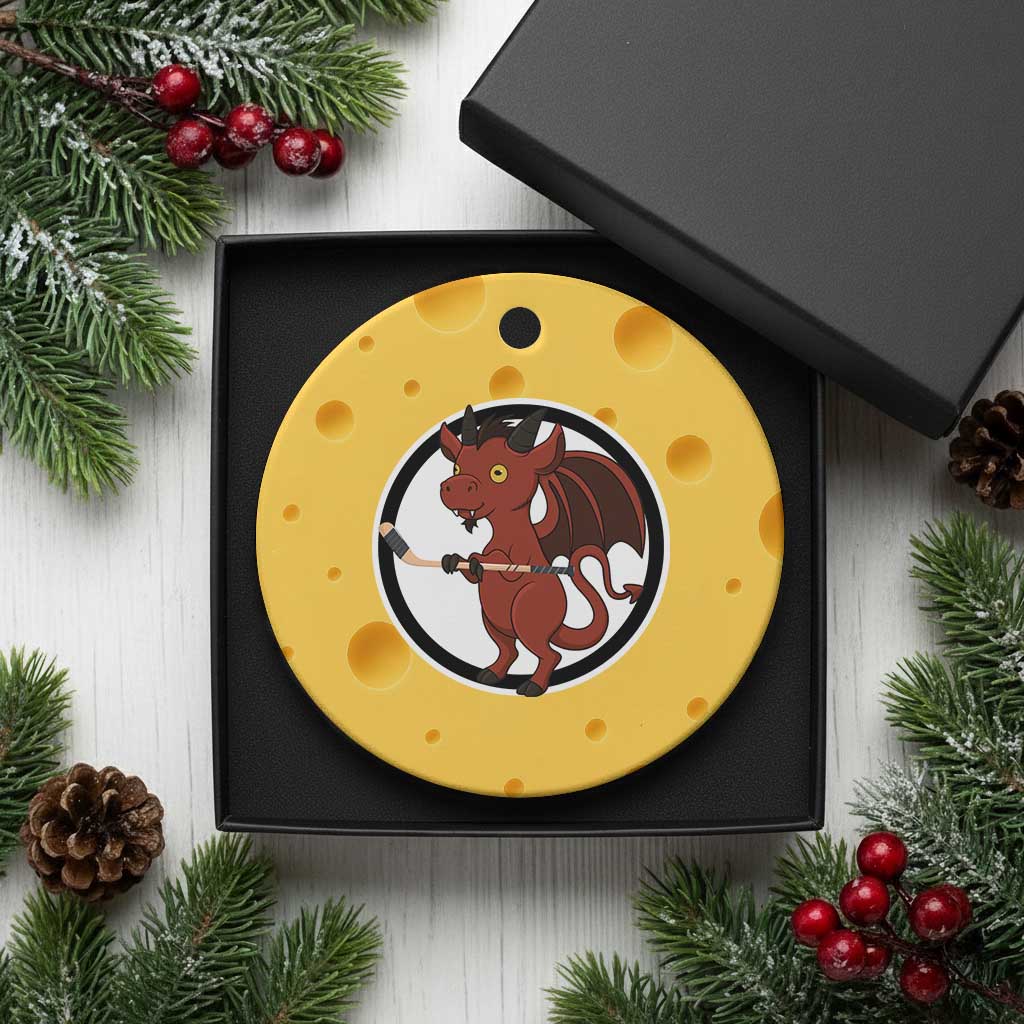 Funny Cryptid Sports Gift Ceramic Ornament Jersey Devil Playing Ice Hockey - Wonder Print Shop