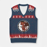 Funny Cryptid Sports Gift V-Neck Knit Sweater Vest Jersey Devil Playing Ice Hockey - Wonder Print Shop