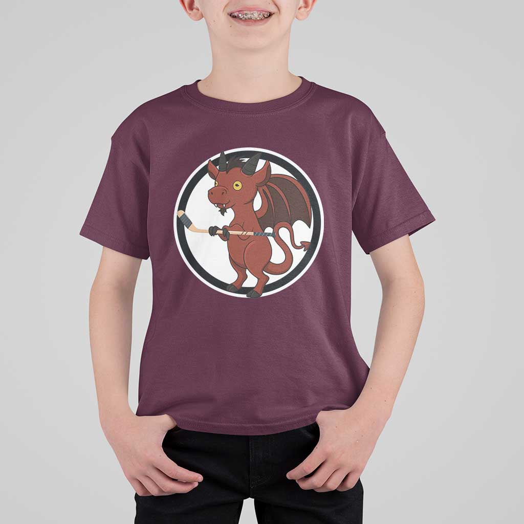 Funny Cryptid Sports Gift T Shirt For Kid Jersey Devil Playing Ice Hockey - Wonder Print Shop