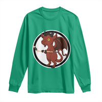 Funny Cryptid Sports Gift Long Sleeve Shirt Jersey Devil Playing Ice Hockey - Wonder Print Shop