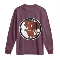 Funny Cryptid Sports Gift Long Sleeve Shirt Jersey Devil Playing Ice Hockey - Wonder Print Shop