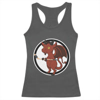 Funny Cryptid Sports Gift Racerback Tank Top Jersey Devil Playing Ice Hockey - Wonder Print Shop