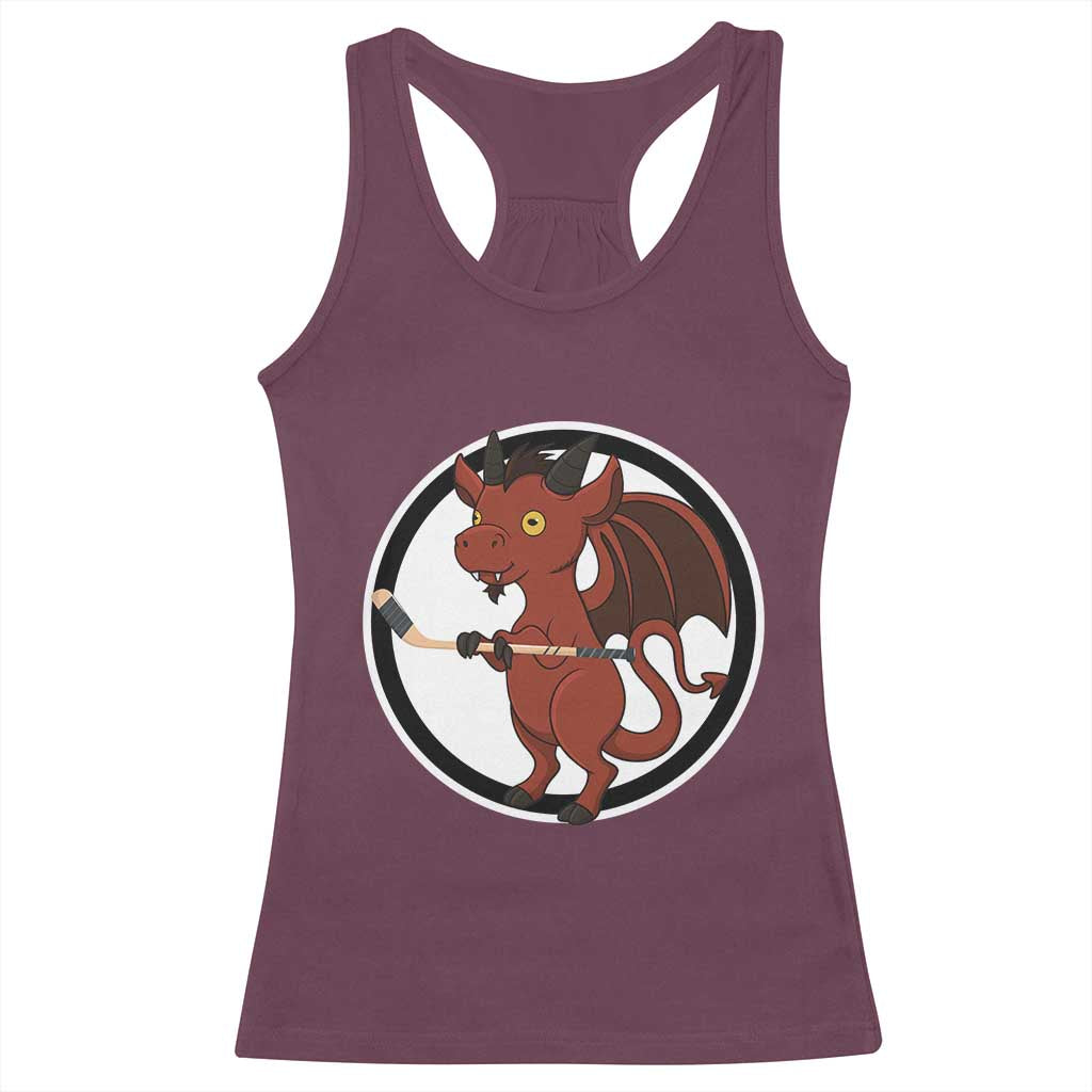 Funny Cryptid Sports Gift Racerback Tank Top Jersey Devil Playing Ice Hockey - Wonder Print Shop