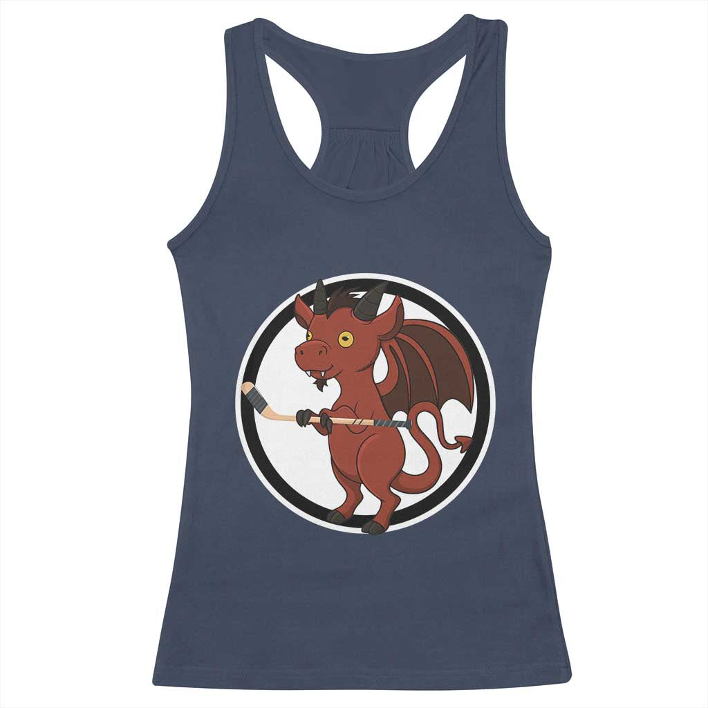 Funny Cryptid Sports Gift Racerback Tank Top Jersey Devil Playing Ice Hockey - Wonder Print Shop