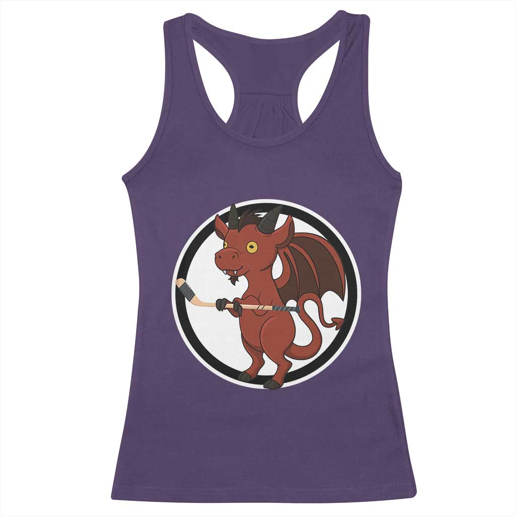 Funny Cryptid Sports Gift Racerback Tank Top Jersey Devil Playing Ice Hockey - Wonder Print Shop