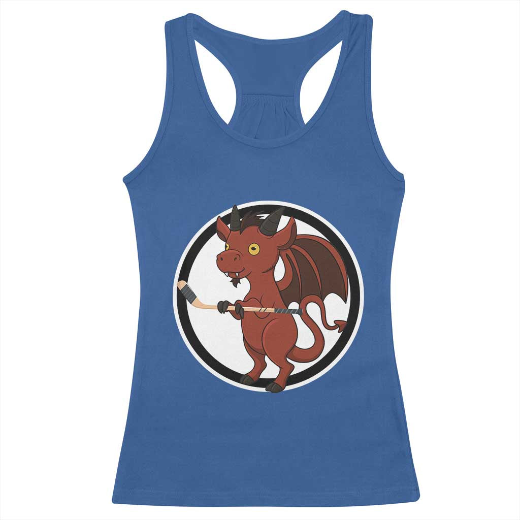 Funny Cryptid Sports Gift Racerback Tank Top Jersey Devil Playing Ice Hockey - Wonder Print Shop