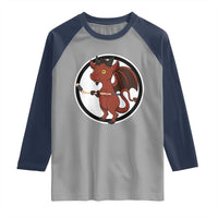 Funny Cryptid Sports Gift Raglan Shirt Jersey Devil Playing Ice Hockey - Wonder Print Shop