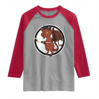 Funny Cryptid Sports Gift Raglan Shirt Jersey Devil Playing Ice Hockey - Wonder Print Shop