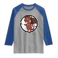 Funny Cryptid Sports Gift Raglan Shirt Jersey Devil Playing Ice Hockey - Wonder Print Shop