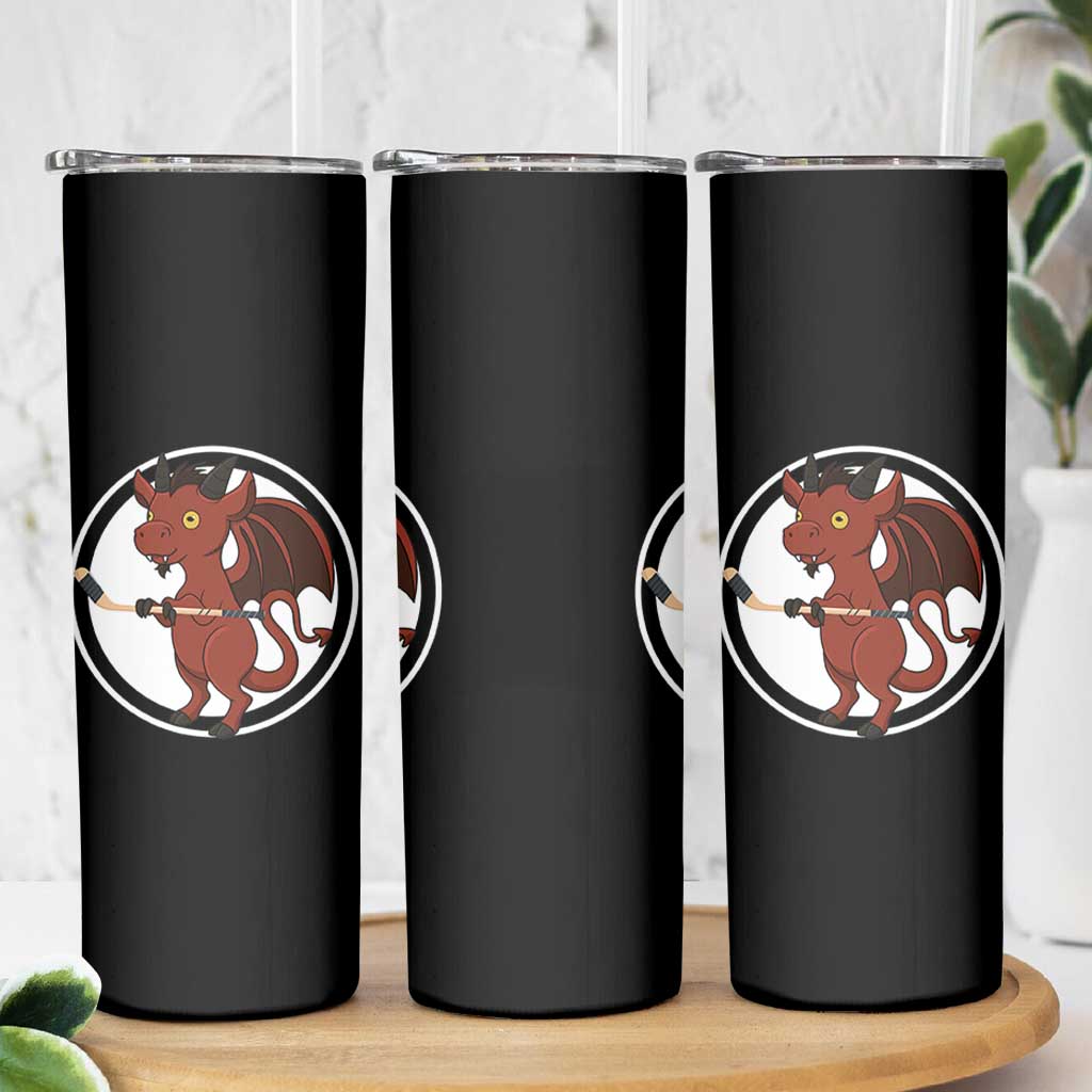 Funny Cryptid Sports Gift Skinny Tumbler Jersey Devil Playing Ice Hockey - Wonder Print Shop