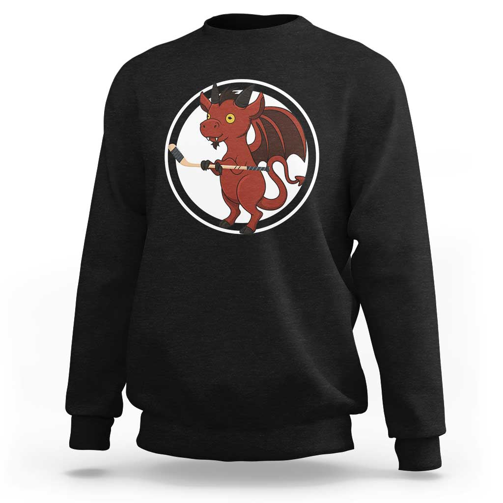 Funny Cryptid Sports Gift Sweatshirt Jersey Devil Playing Ice Hockey - Wonder Print Shop