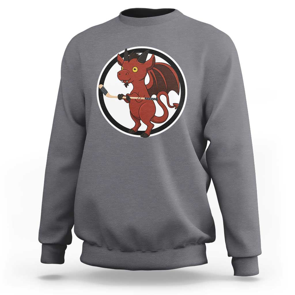 Funny Cryptid Sports Gift Sweatshirt Jersey Devil Playing Ice Hockey - Wonder Print Shop