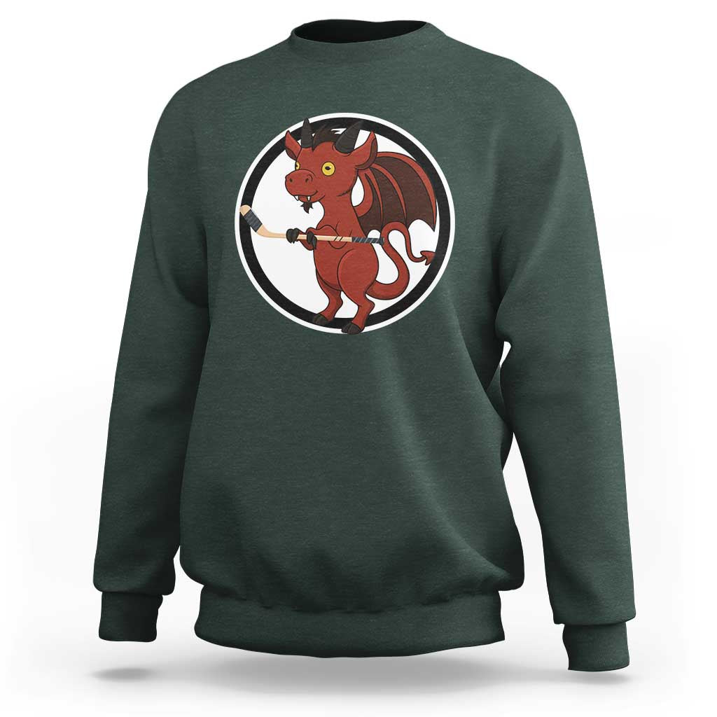Funny Cryptid Sports Gift Sweatshirt Jersey Devil Playing Ice Hockey - Wonder Print Shop