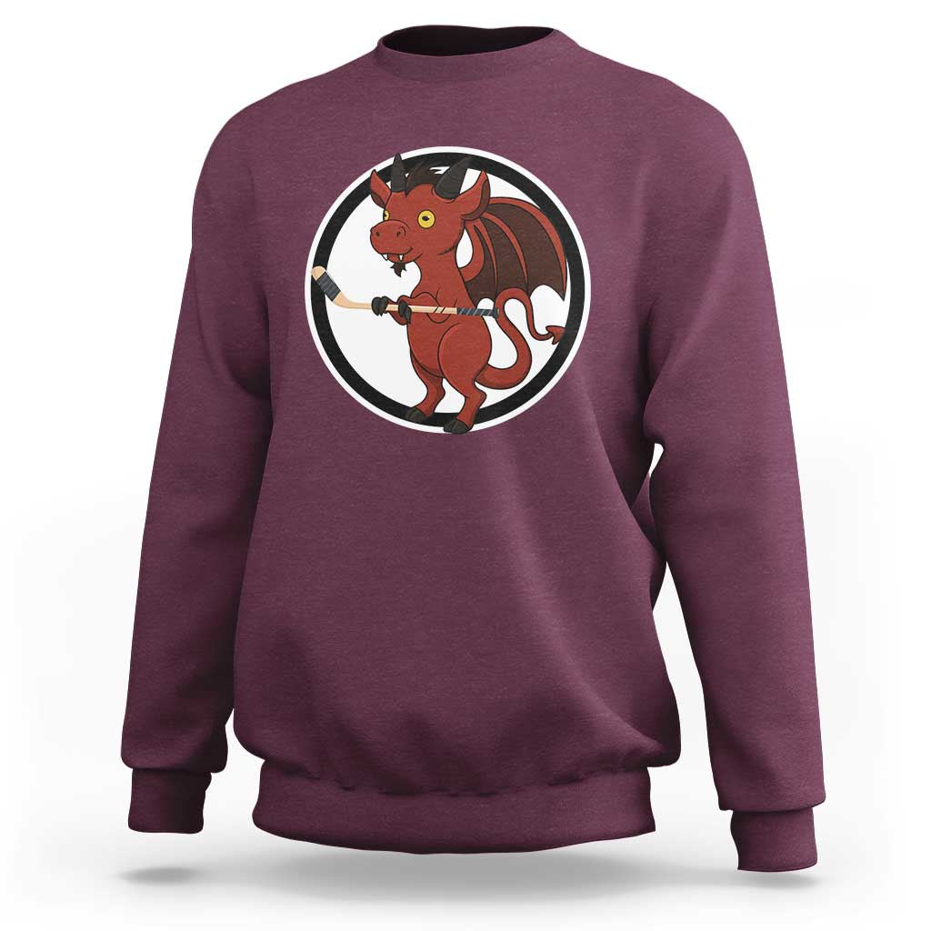 Funny Cryptid Sports Gift Sweatshirt Jersey Devil Playing Ice Hockey - Wonder Print Shop
