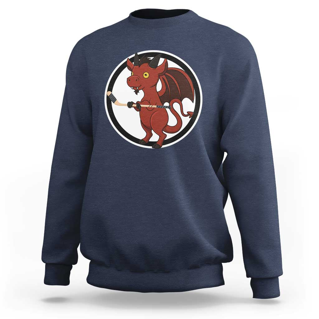 Funny Cryptid Sports Gift Sweatshirt Jersey Devil Playing Ice Hockey - Wonder Print Shop