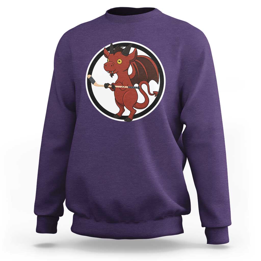Funny Cryptid Sports Gift Sweatshirt Jersey Devil Playing Ice Hockey - Wonder Print Shop