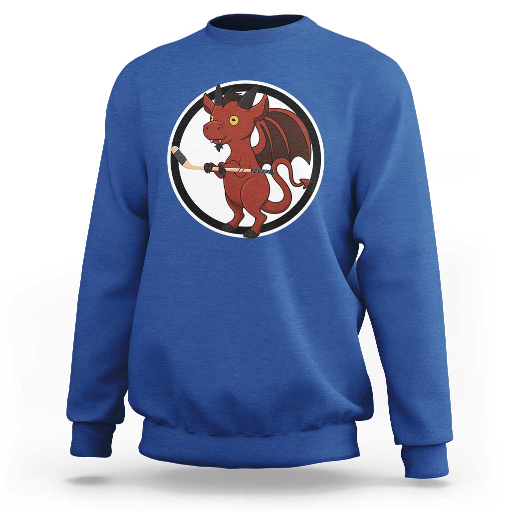 Funny Cryptid Sports Gift Sweatshirt Jersey Devil Playing Ice Hockey - Wonder Print Shop