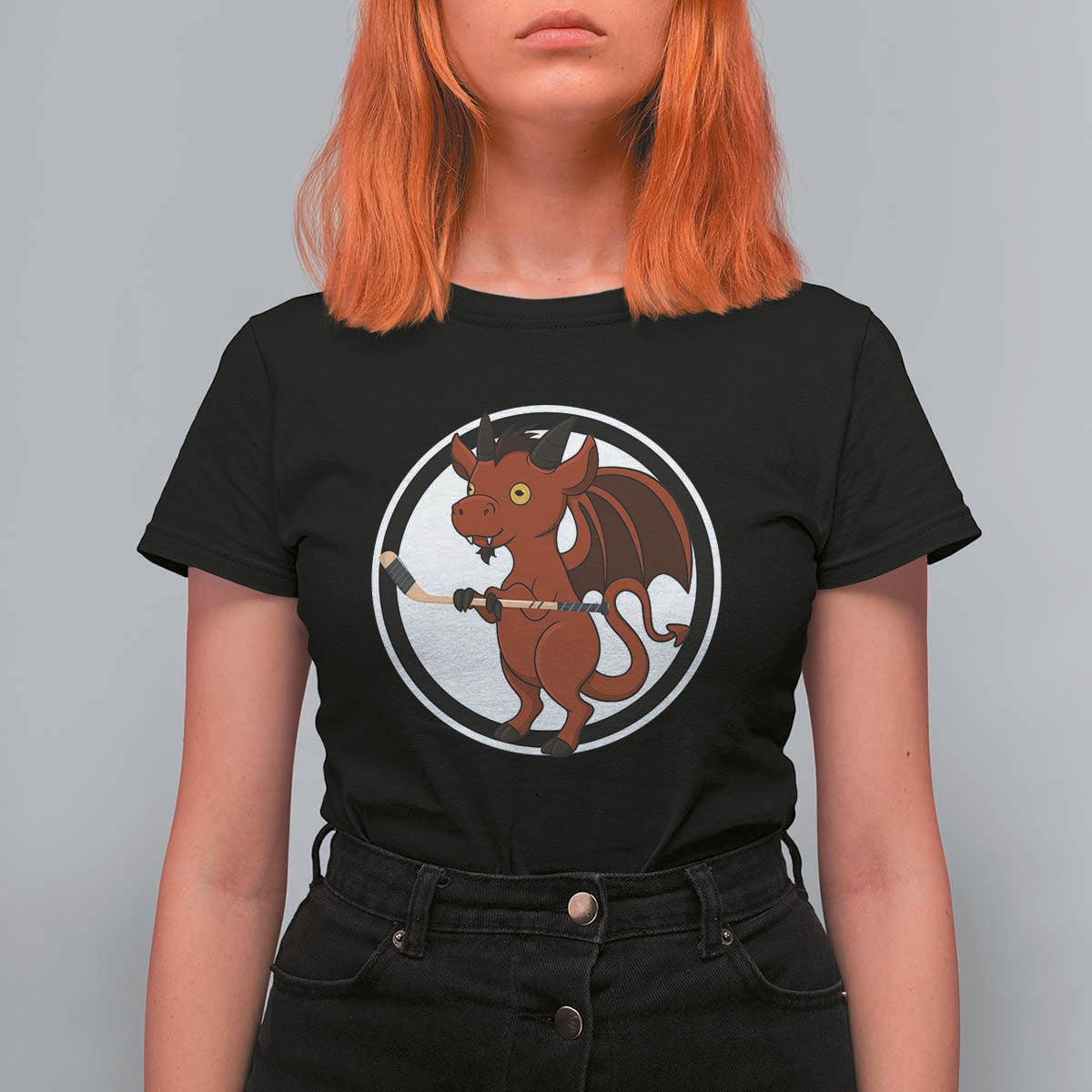 Funny Cryptid Sports Gift T Shirt For Women Jersey Devil Playing Ice Hockey - Wonder Print Shop