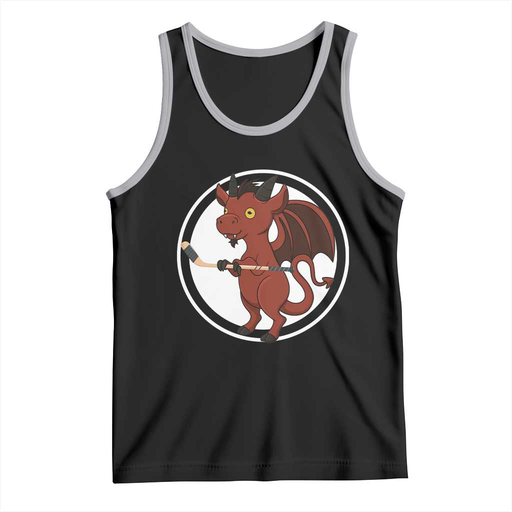 Funny Cryptid Sports Gift Tank Top Jersey Devil Playing Ice Hockey - Wonder Print Shop