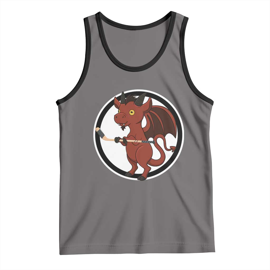 Funny Cryptid Sports Gift Tank Top Jersey Devil Playing Ice Hockey - Wonder Print Shop
