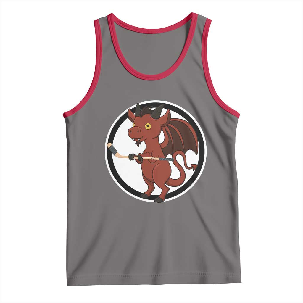 Funny Cryptid Sports Gift Tank Top Jersey Devil Playing Ice Hockey - Wonder Print Shop