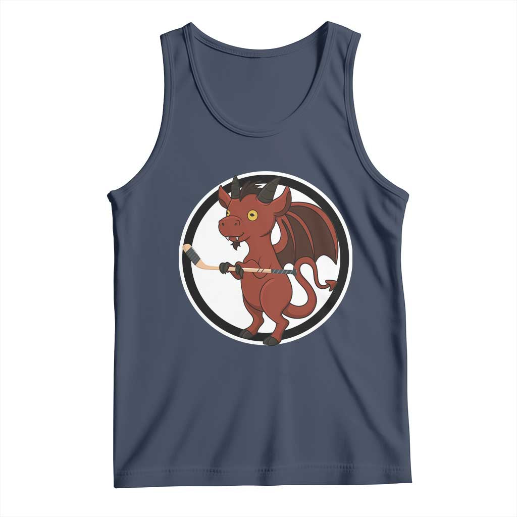 Funny Cryptid Sports Gift Tank Top Jersey Devil Playing Ice Hockey - Wonder Print Shop