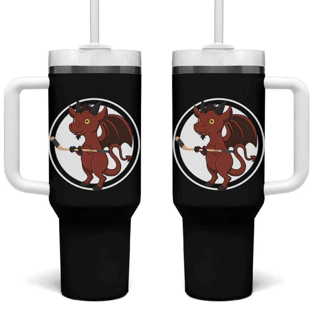 Funny Cryptid Sports Gift Tumbler With Handle Jersey Devil Playing Ice Hockey - Wonder Print Shop