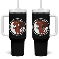 Funny Cryptid Sports Gift Tumbler With Handle Jersey Devil Playing Ice Hockey - Wonder Print Shop