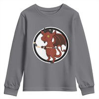Funny Cryptid Sports Gift Youth Sweatshirt Jersey Devil Playing Ice Hockey - Wonder Print Shop