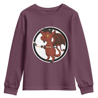 Funny Cryptid Sports Gift Youth Sweatshirt Jersey Devil Playing Ice Hockey - Wonder Print Shop