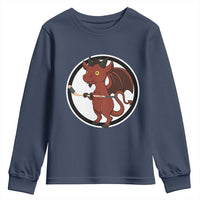 Funny Cryptid Sports Gift Youth Sweatshirt Jersey Devil Playing Ice Hockey - Wonder Print Shop