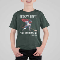 Pine Barrens New Jersey Devil T Shirt For Kid Gothic Horror Ice Hockey Gift - Wonder Print Shop