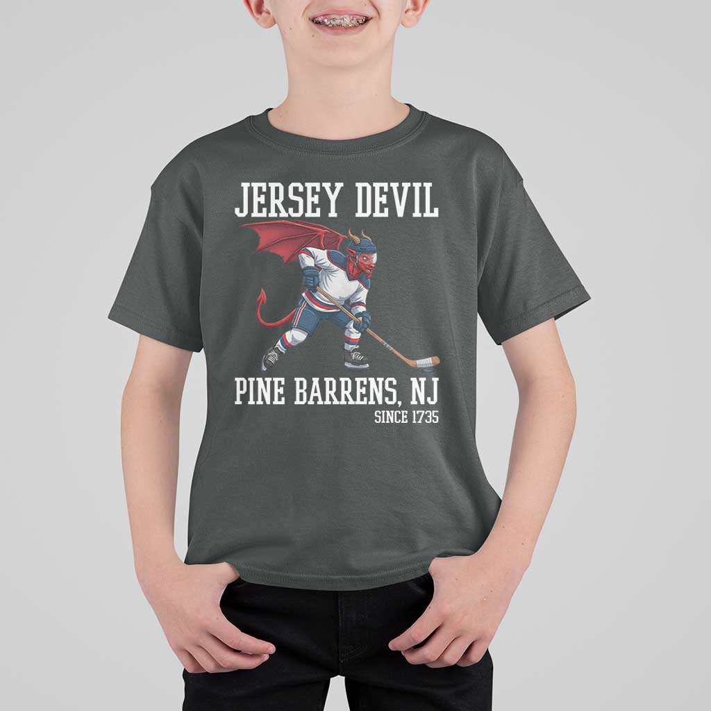 Pine Barrens New Jersey Devil T Shirt For Kid Gothic Horror Ice Hockey Gift - Wonder Print Shop