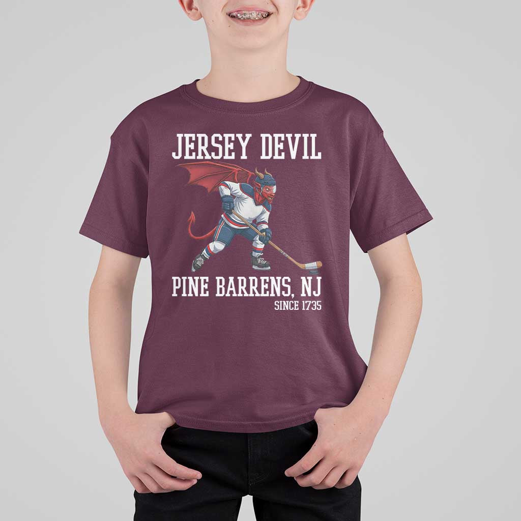 Pine Barrens New Jersey Devil T Shirt For Kid Gothic Horror Ice Hockey Gift - Wonder Print Shop