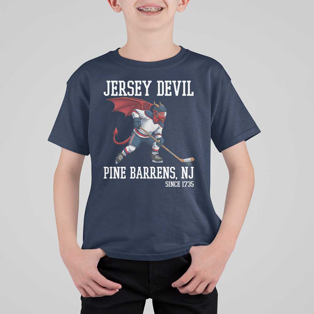 Pine Barrens New Jersey Devil T Shirt For Kid Gothic Horror Ice Hockey Gift - Wonder Print Shop