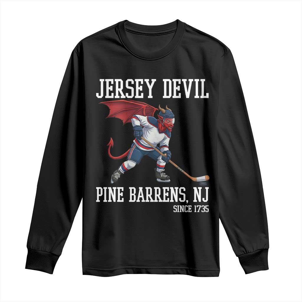 Pine Barrens New Jersey Devil Long Sleeve Shirt Gothic Horror Ice Hockey Gift - Wonder Print Shop