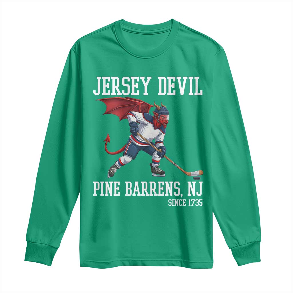 Pine Barrens New Jersey Devil Long Sleeve Shirt Gothic Horror Ice Hockey Gift - Wonder Print Shop