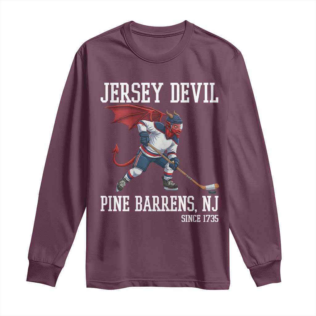 Pine Barrens New Jersey Devil Long Sleeve Shirt Gothic Horror Ice Hockey Gift - Wonder Print Shop