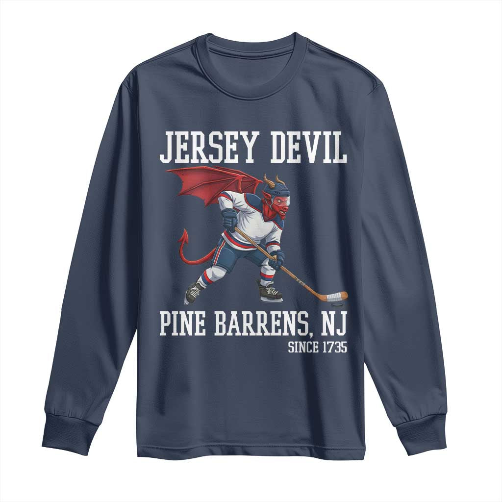 Pine Barrens New Jersey Devil Long Sleeve Shirt Gothic Horror Ice Hockey Gift - Wonder Print Shop