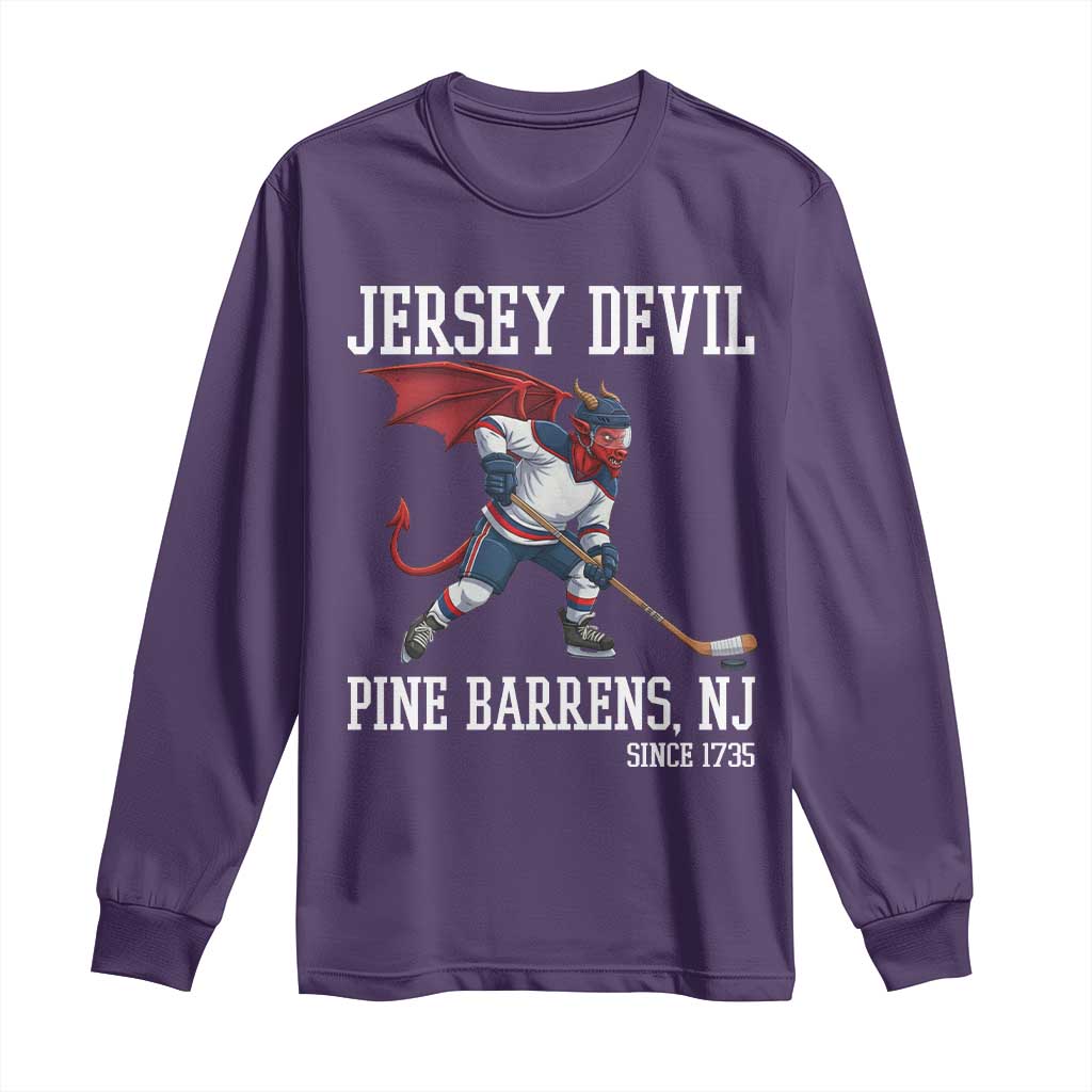 Pine Barrens New Jersey Devil Long Sleeve Shirt Gothic Horror Ice Hockey Gift - Wonder Print Shop