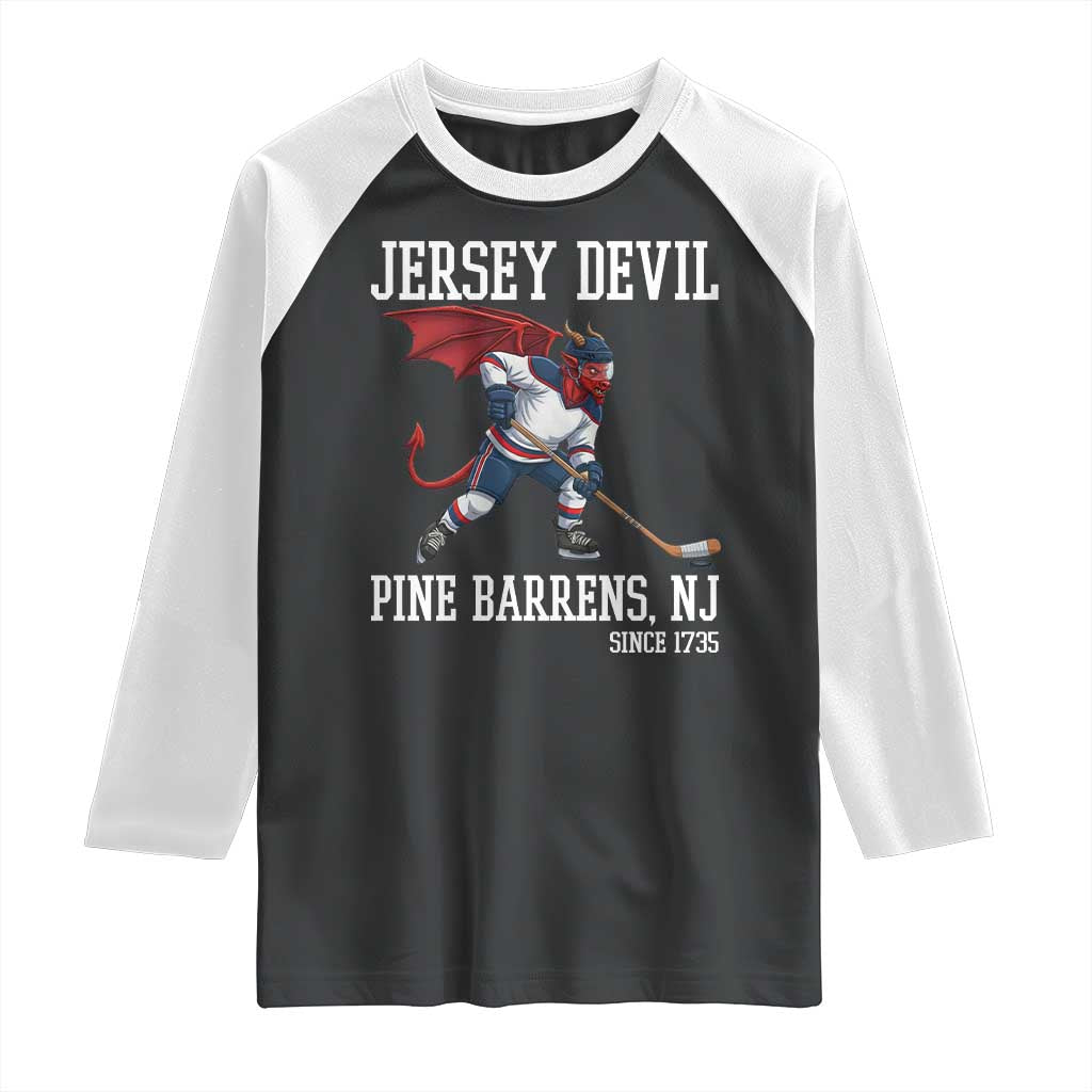 Pine Barrens New Jersey Devil Raglan Shirt Gothic Horror Ice Hockey Gift - Wonder Print Shop