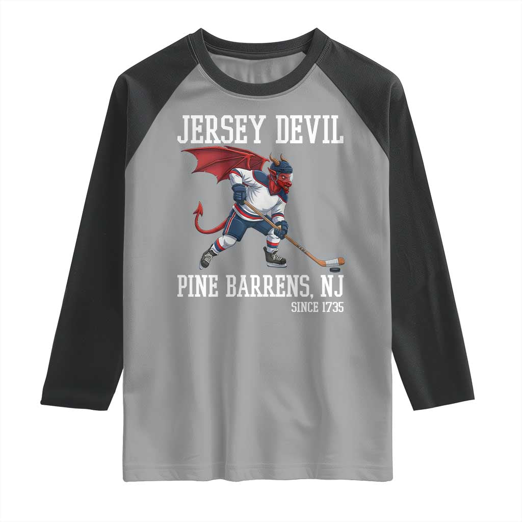 Pine Barrens New Jersey Devil Raglan Shirt Gothic Horror Ice Hockey Gift - Wonder Print Shop