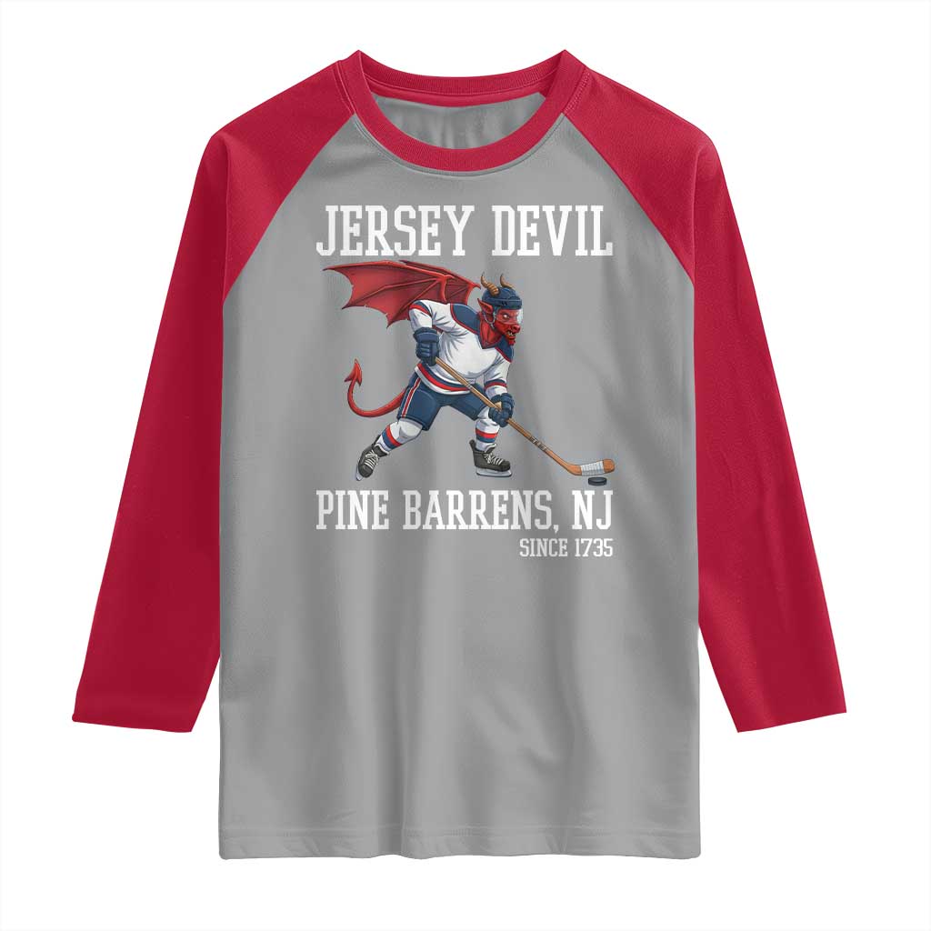 Pine Barrens New Jersey Devil Raglan Shirt Gothic Horror Ice Hockey Gift - Wonder Print Shop
