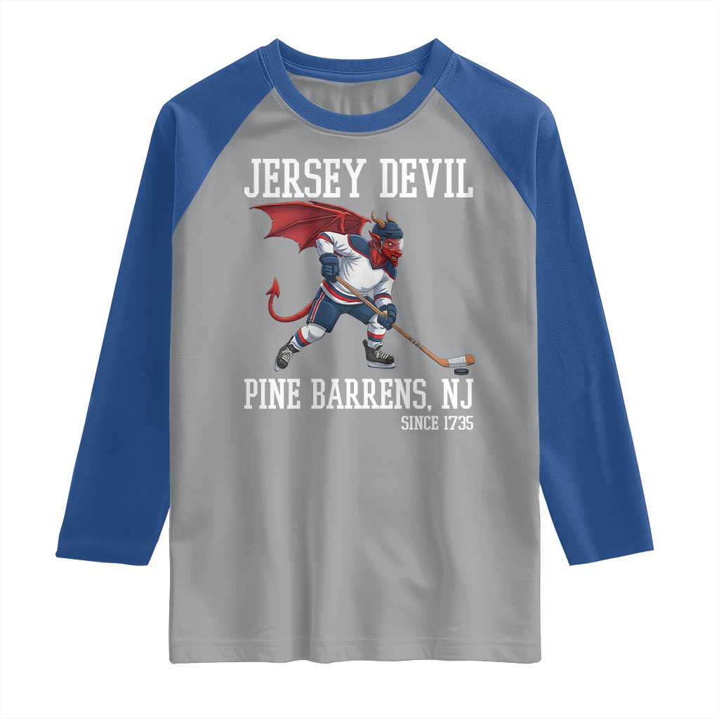 Pine Barrens New Jersey Devil Raglan Shirt Gothic Horror Ice Hockey Gift - Wonder Print Shop