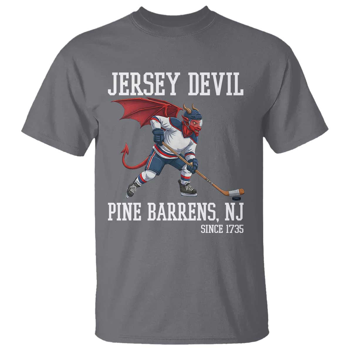 Pine Barrens New Jersey Devil T Shirt Gothic Horror Ice Hockey Gift - Wonder Print Shop