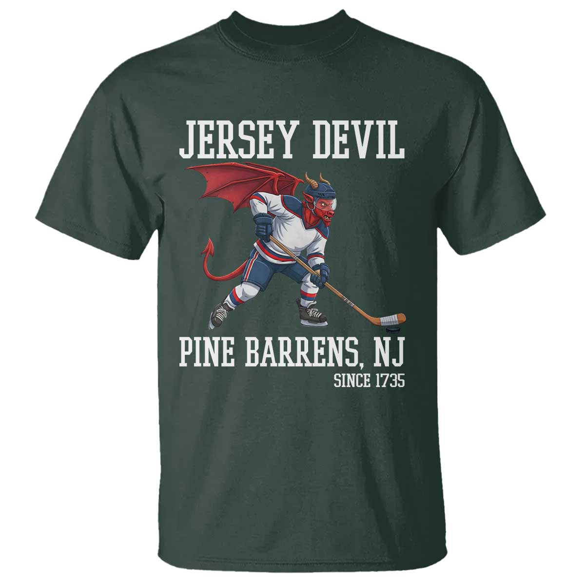 Pine Barrens New Jersey Devil T Shirt Gothic Horror Ice Hockey Gift - Wonder Print Shop