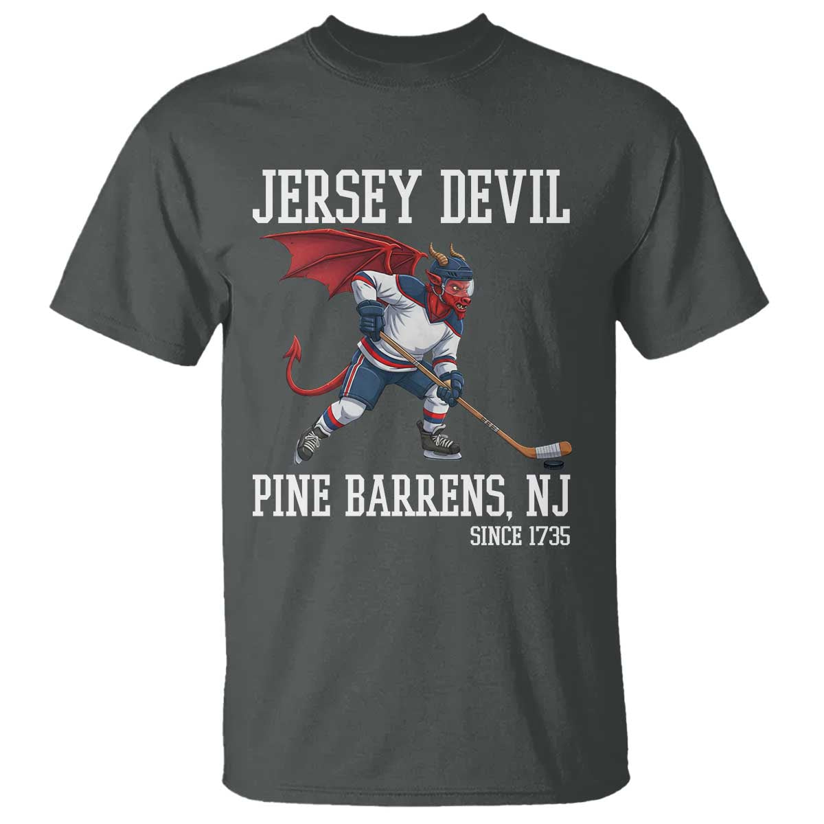 Pine Barrens New Jersey Devil T Shirt Gothic Horror Ice Hockey Gift - Wonder Print Shop