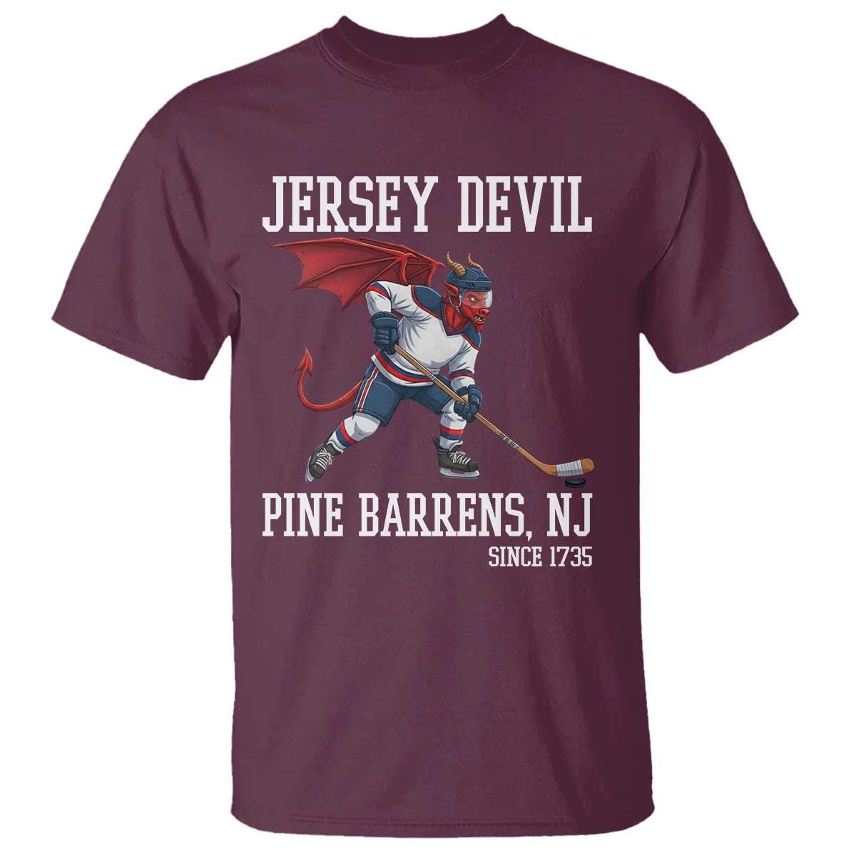 Pine Barrens New Jersey Devil T Shirt Gothic Horror Ice Hockey Gift - Wonder Print Shop