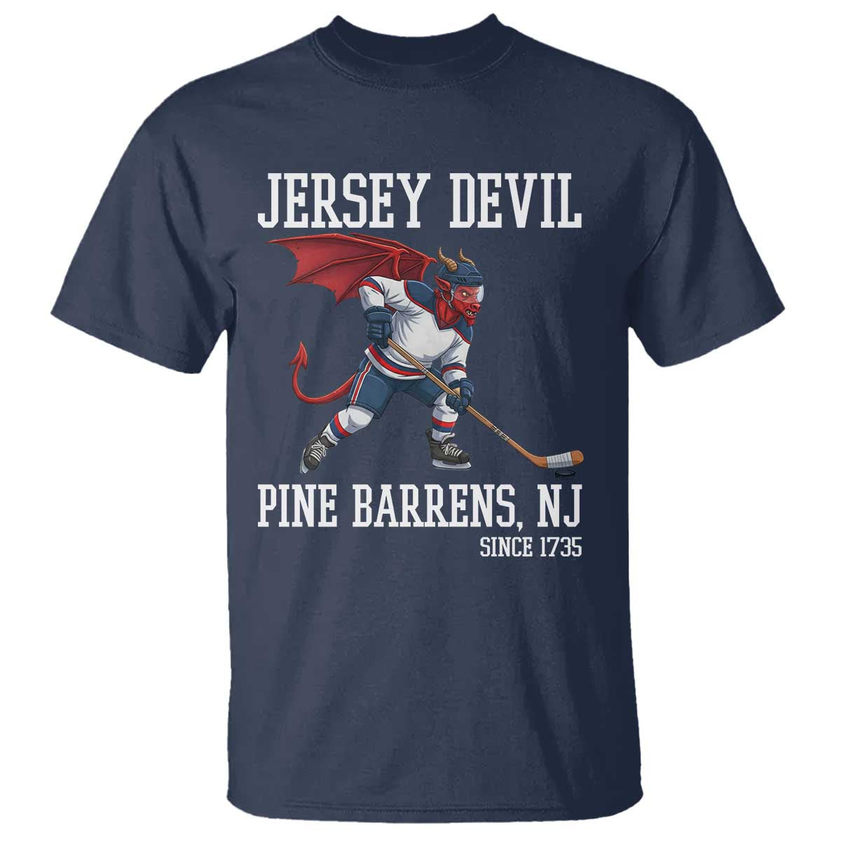 Pine Barrens New Jersey Devil T Shirt Gothic Horror Ice Hockey Gift - Wonder Print Shop