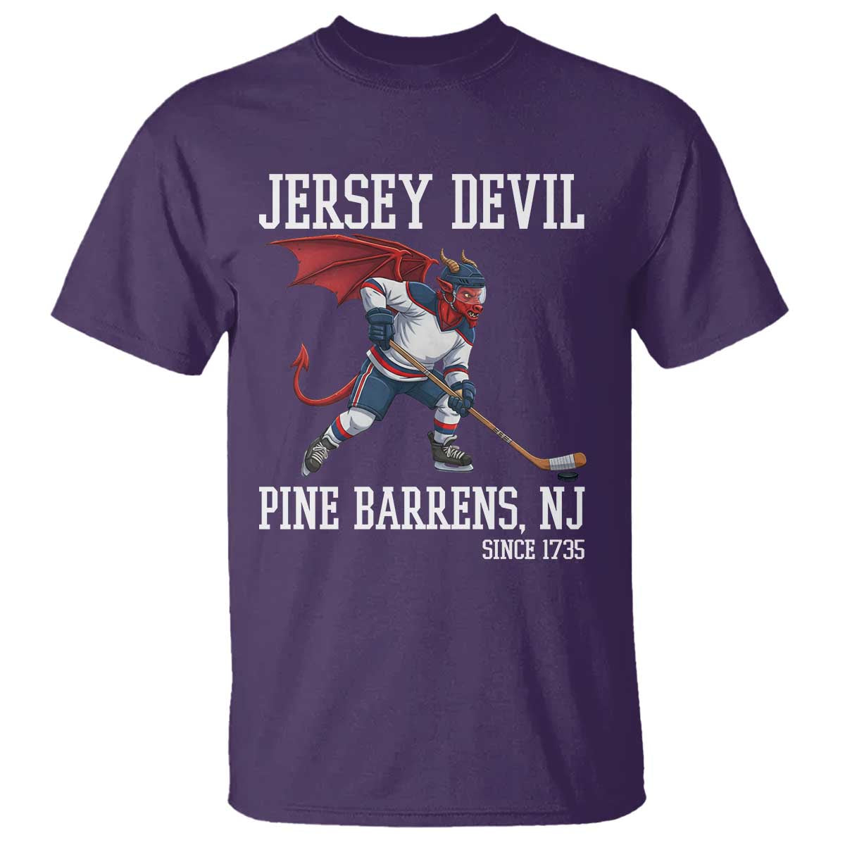 Pine Barrens New Jersey Devil T Shirt Gothic Horror Ice Hockey Gift - Wonder Print Shop